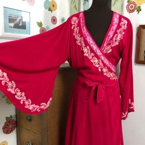 Bell Sleeve Wrap Dress, Bohemian Maxi Festival